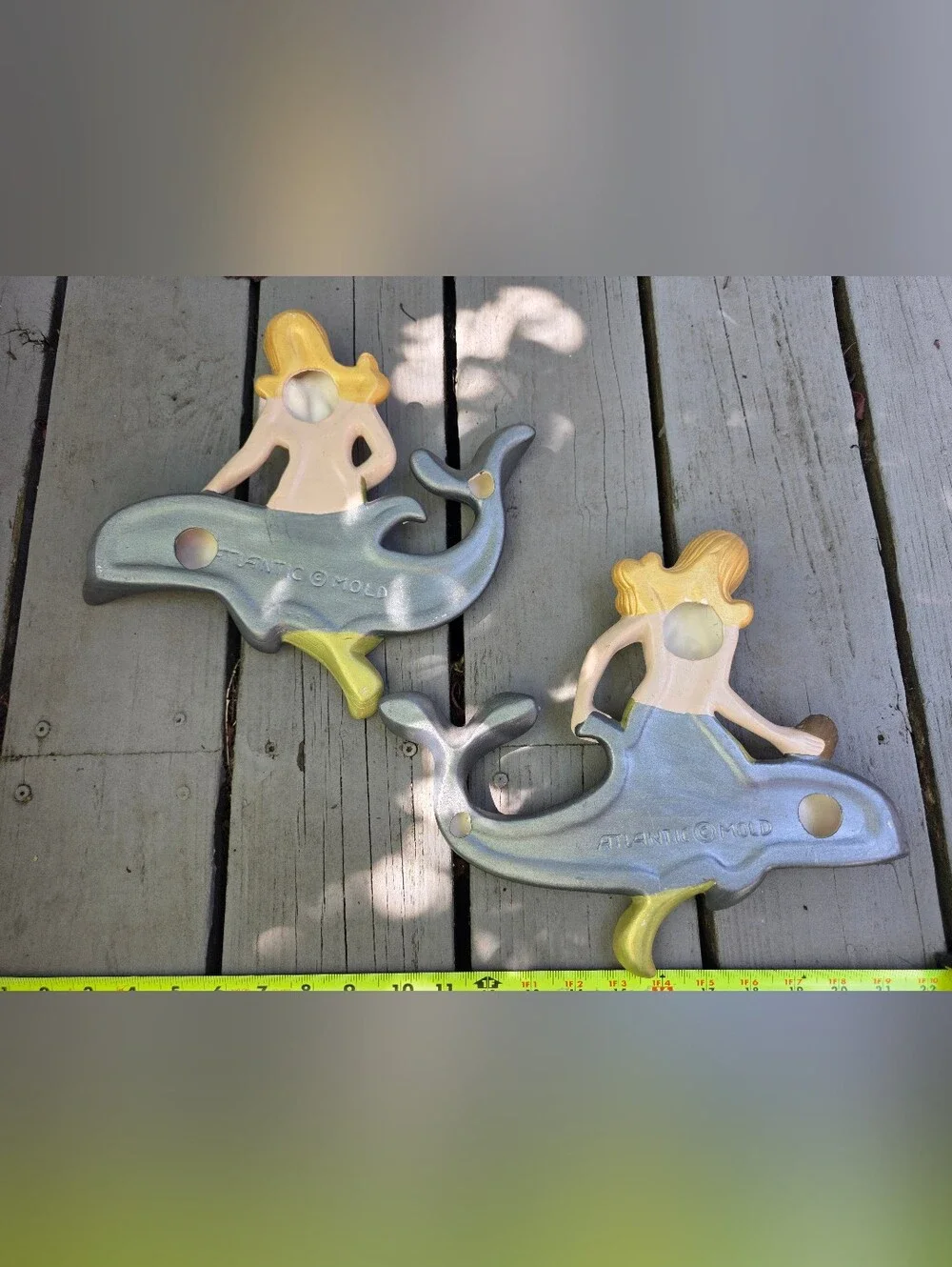 Mermaids Riding Dolphins Wall Art Pair - Coastal Décor